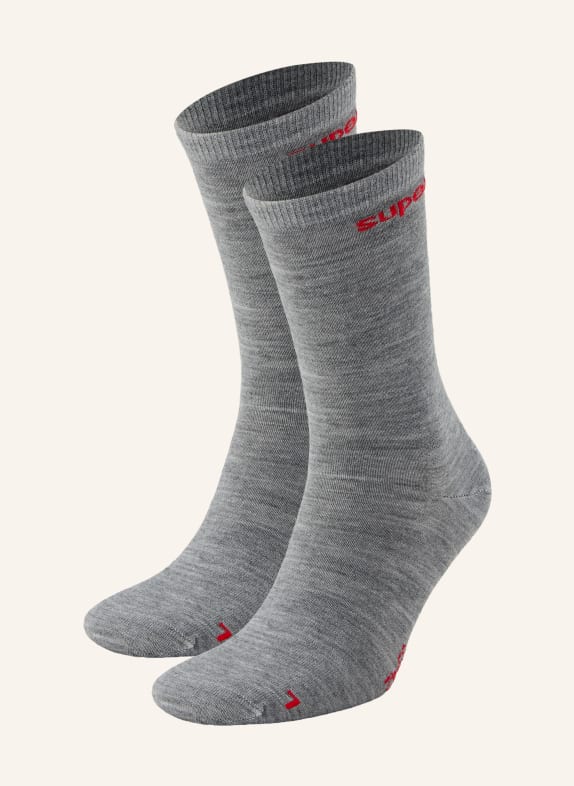 super.natural 2-Pack ALL DAY Trekking Socks GRAY / RED