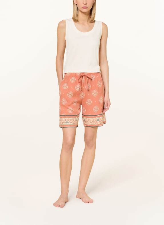 HANRO Slaapshort URBAN CASUALS LICHTORANJE / CRÈME / DONKERGRIJS