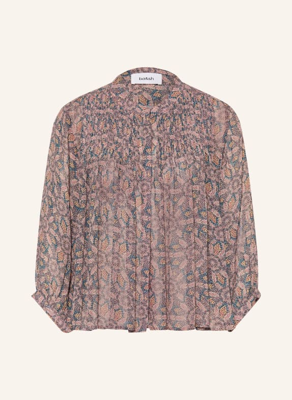 ba&sh Bluse TAZIO mit Plissees und 3/4-Arm BLAUGRAU / ALTROSA / HELLGELB