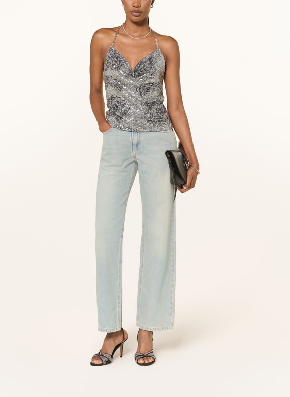 ba&sh Top SIMONA cu paiete TAUPE / NEGRU