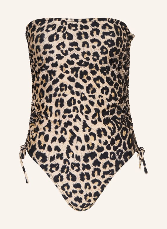 ALLSAINTS Strój kąpielowy typu bandeau COURT JASNOBRĄZOWY / CZARNY