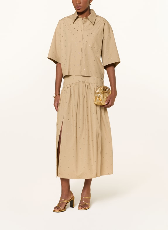 SANDRO Rock mit Schmucksteinen BEIGE