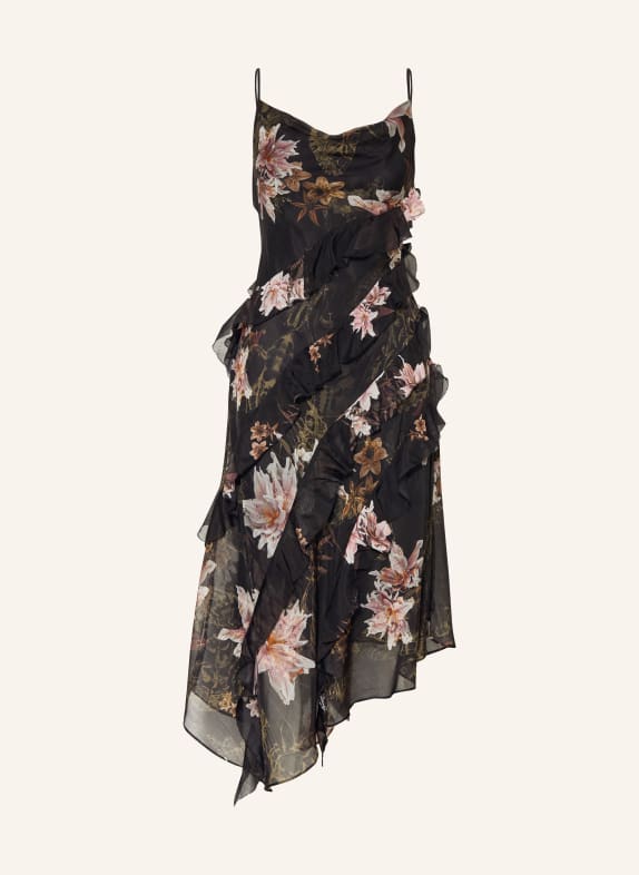 ALLSAINTS Dress with ruffles BLACK / LIGHT PINK / PINK