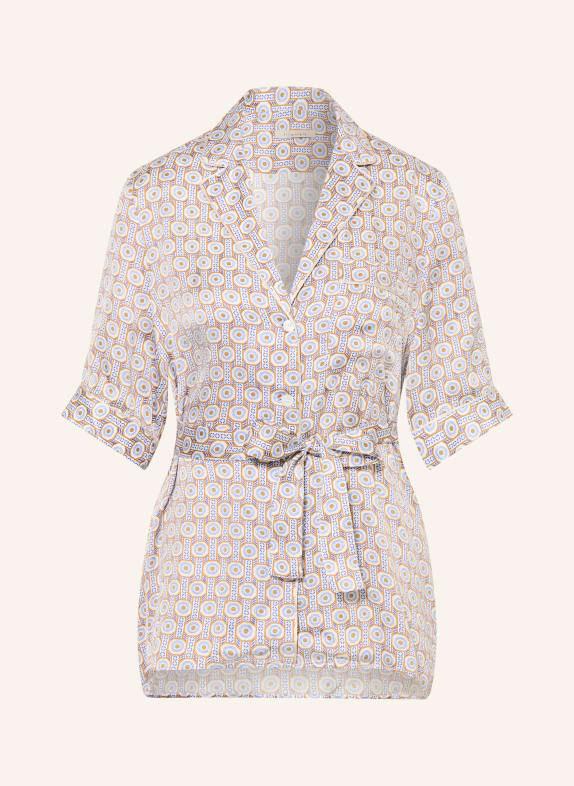 lilienfels Satinbluse HELLBLAU / COGNAC / CREME