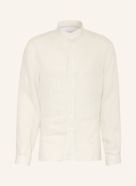 BRUNELLO CUCINELLI Easy-Fit Linen Shirt with Stand-Up Collar CREAM