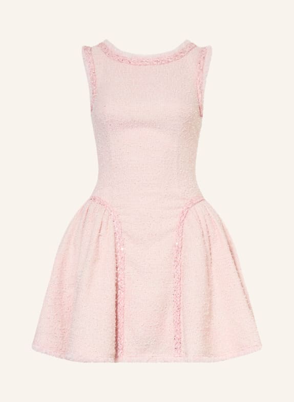 self-portrait Robe en bouclé avec fil pailleté et paillettes ROSE CLAIR / OR