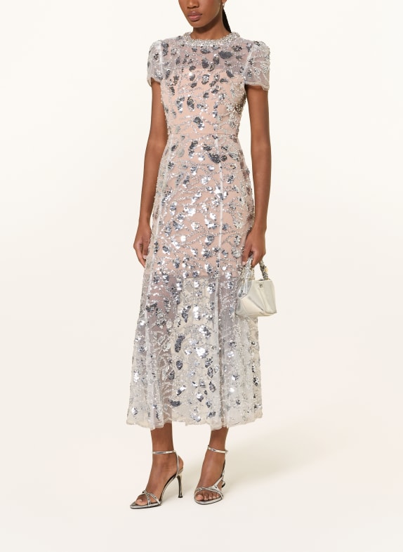 self-portrait Robe en maille avec paillettes et strass ARGENT