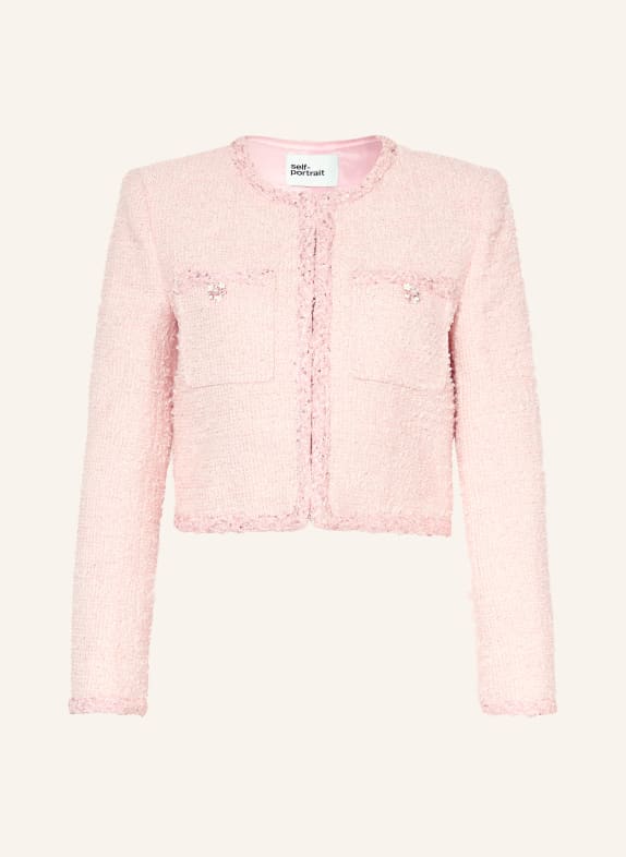 self-portrait Bouclé-Jacke mit Glitzergarn und Pailletten ROSA