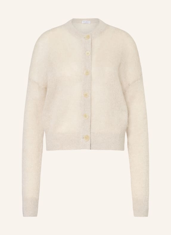 BRUNELLO CUCINELLI Cardigan made with mohair and glitter yarn CREAM