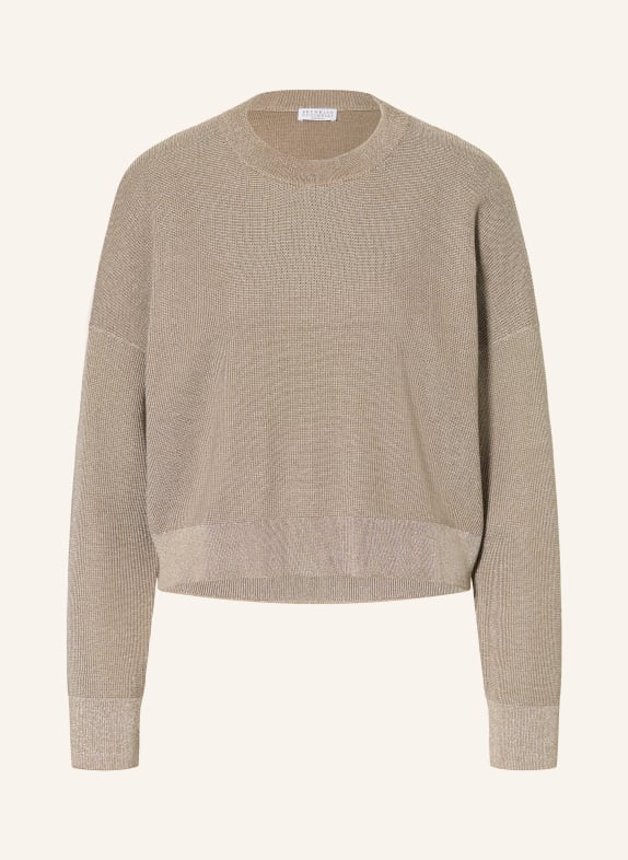 BRUNELLO CUCINELLI Sweater with glitter yarn GRAY