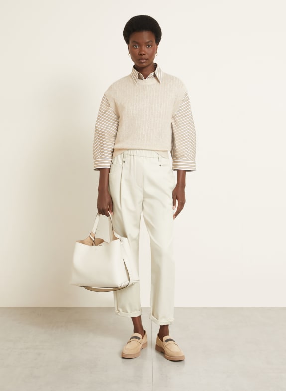 BRUNELLO CUCINELLI Vest zonder mouwen met mohair en glittergaren ECRU