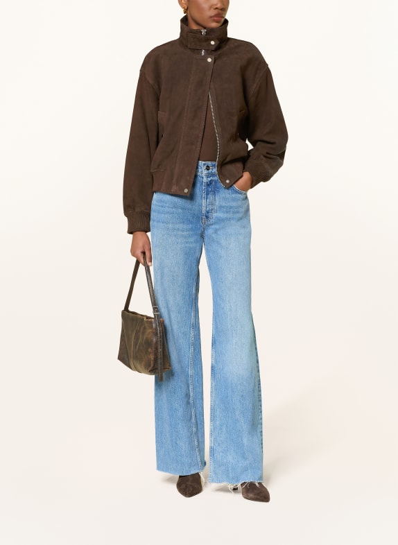 REISS Skórzana kurtka CARA CIEMNOBRĄZOWY