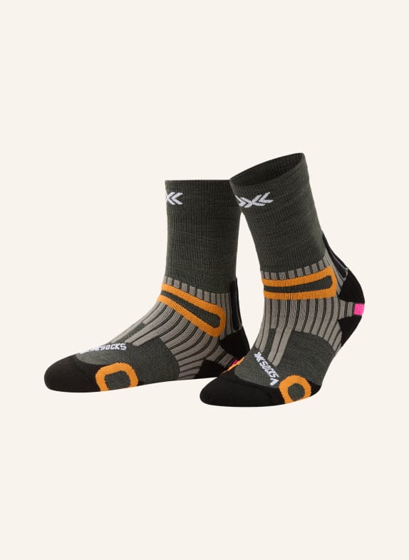 X-SOCKS HIKE ANATOMIX MERINO CREW Trekking Socks OLIVE / ORANGE / BLACK