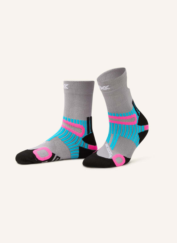 X-SOCKS HIKE ANATOMIX CREW Trekking Socks GRAY / NEON PINK / NEON BLUE
