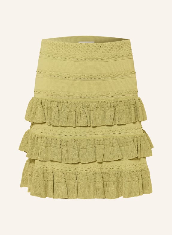 SANDRO Spódnica z dzianiny z falbanami JASNOZIELONY