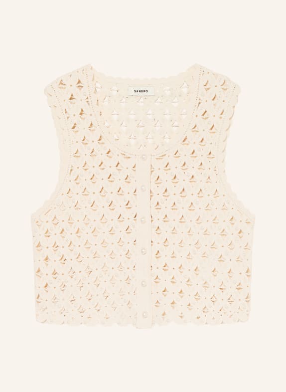 SANDRO Krótki top szydełkowy z kamyczkami ECRU