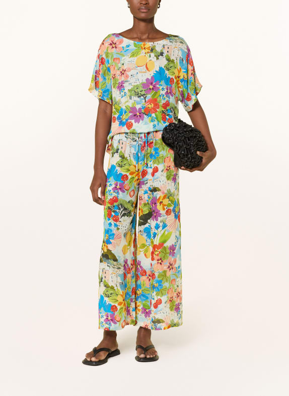 MARYAN MEHLHORN Zijden blouse RIVIERA GROEN / PAARS / BLAUW