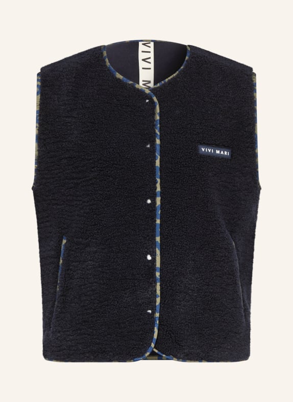 VIVI MARI Teddy fur vest DARK BLUE