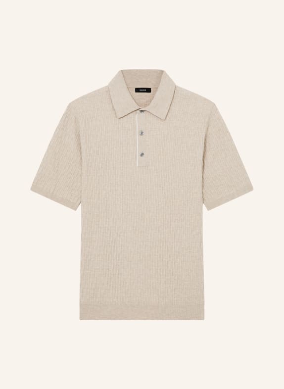 REISS Gebreid poloshirt ERA BEIGE