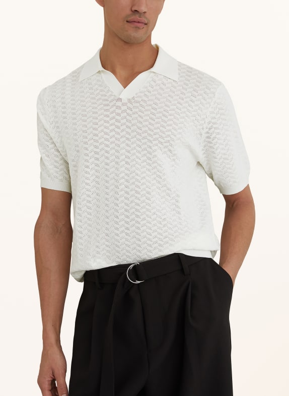 REISS Strikket poloshirt SOL HVID