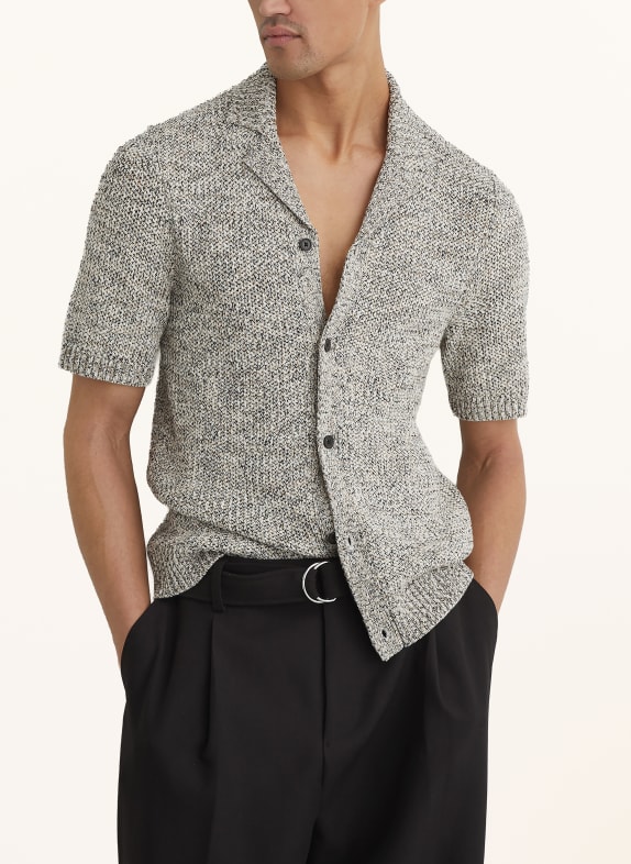 REISS Gebreid overhemd ADDIS Extra Slim Fit BEIGE / WIT / ZWART