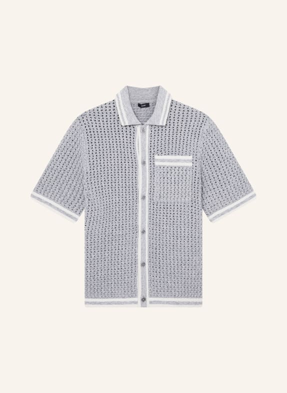 REISS Strickhemd THROUGH Regular Fit BLAUGRAU / WEISS