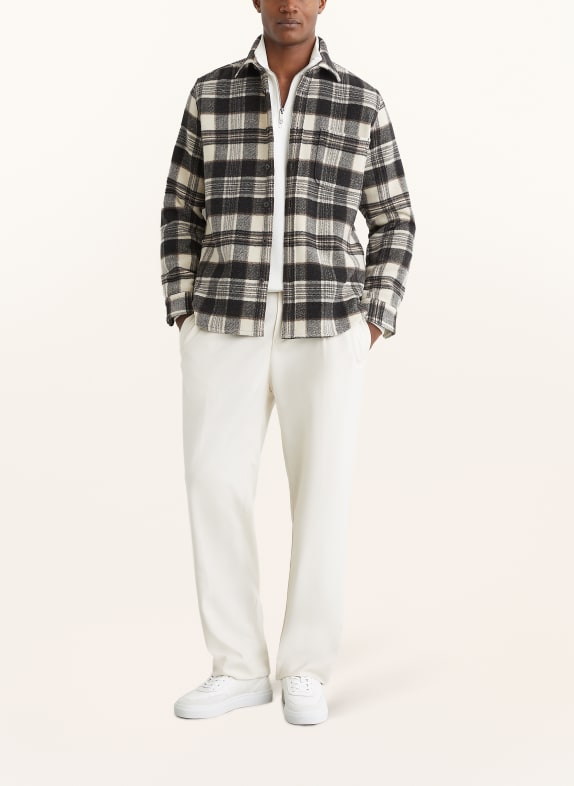 REISS Flanellen overjas CROSBY ECRU / BRUIN / ZWART