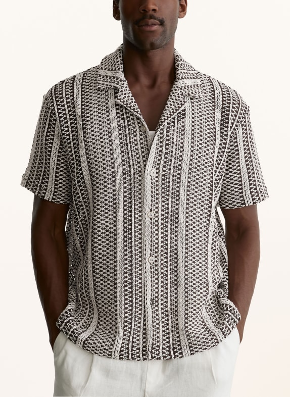 REISS Gehaakt overhemd AETOS Comfort Fit MARRON FONCÉ / WIT