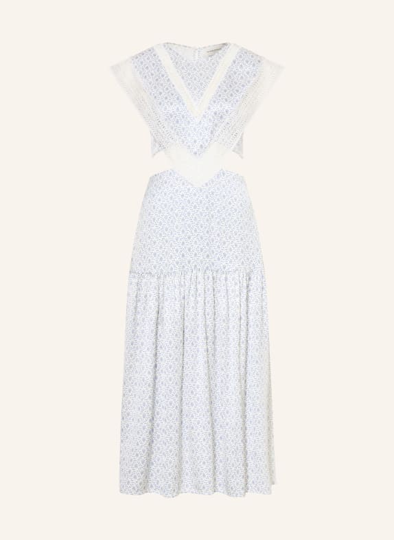 CLAUDIE PIERLOT Satynowa sukienka z wycięciami BIAŁY / NIEBIESKI