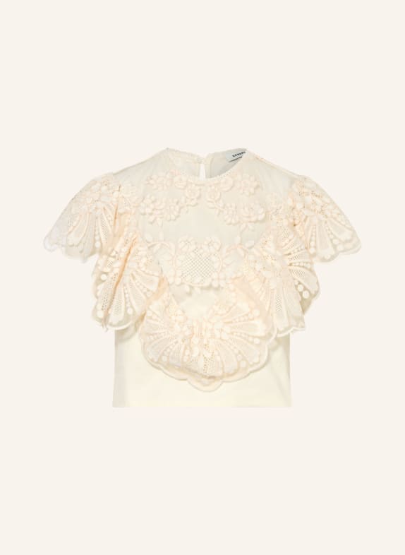 SANDRO Cropped-Blusentop mit Spitze ECRU