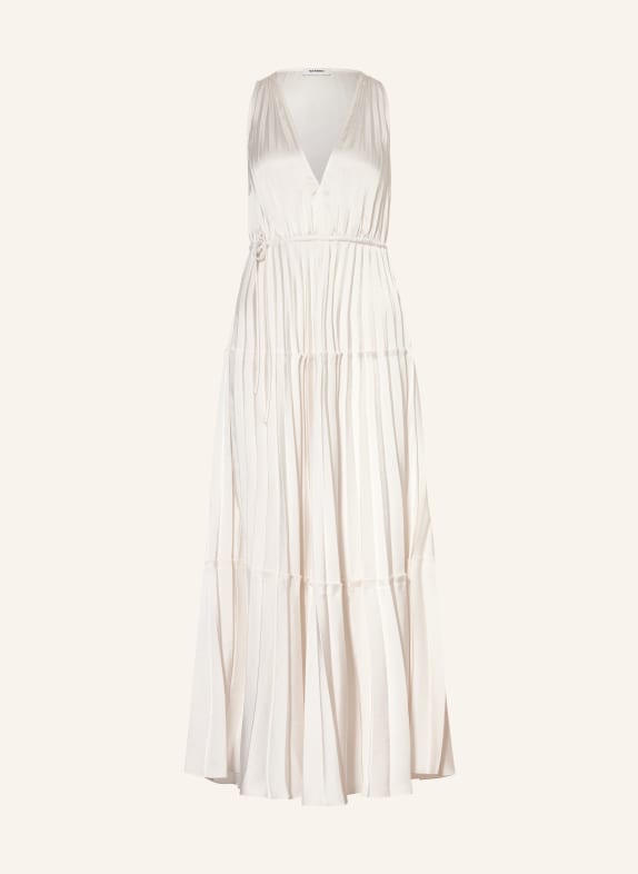 SANDRO Satinkleid mit Plissees WEISS