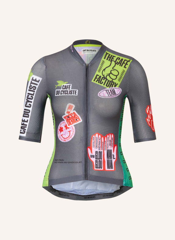 CAFÉ DU CYCLISTE Radtrikot BERGIDA DUNKELGRAU / ROT / HELLGRÜN