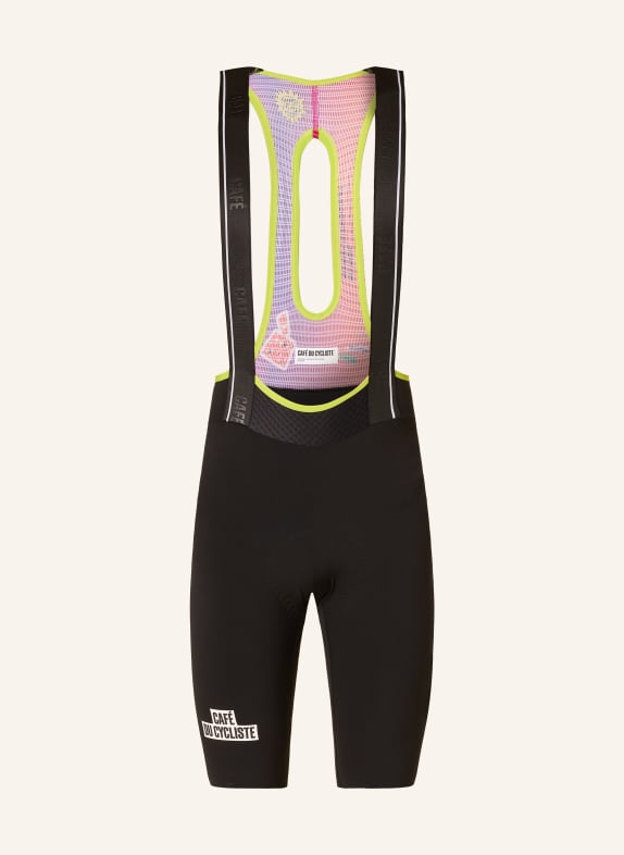 CAFÉ DU CYCLISTE VICTOIRE cycling shorts with straps and padded insert BLACK / PINK / YELLOW