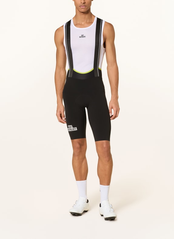 CAFÉ DU CYCLISTE Fietsbroek VICTOIRE met bretels en gewatteerd inzetstuk ZWART / ROZE / GEEL