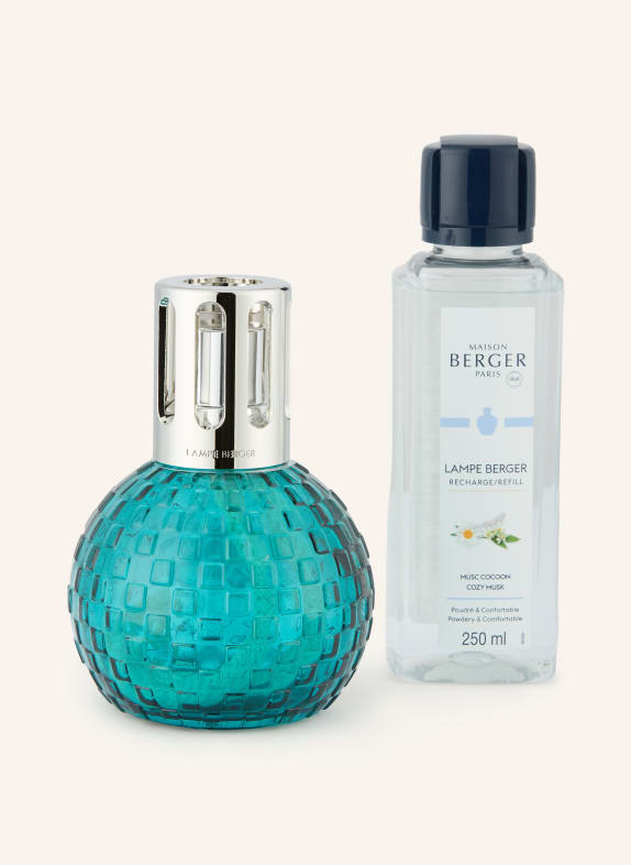 MAISON BERGER PARIS Sada DISCO VERTE: Aromalampa a náplň PETROLEJOVÁ / STŘÍBRNÁ