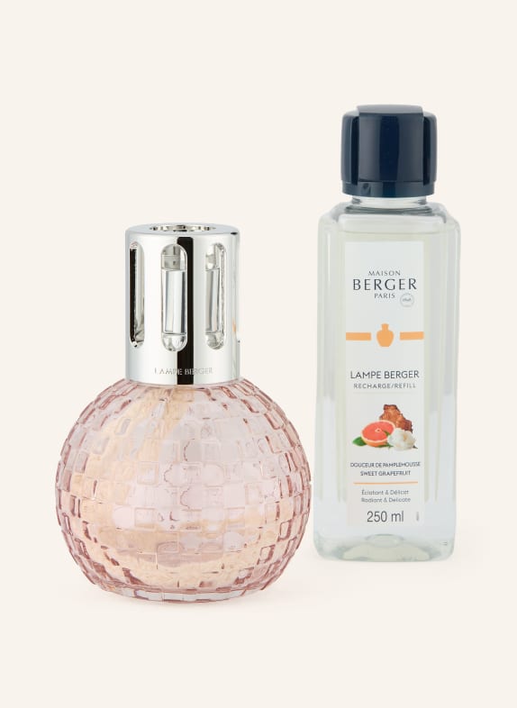 MAISON BERGER PARIS Set DISCO ROSE: Duflampe und Nachfüller HELLROSA / SILBER