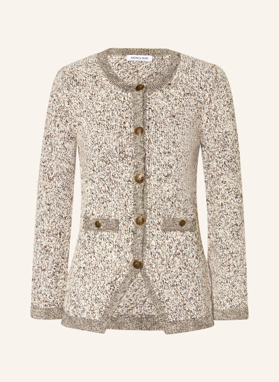 Veronica Beard REXTON cardigan made of bouclé with glitter yarn BEIGE / DARK BROWN