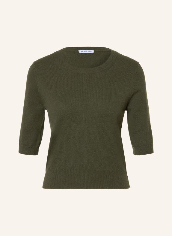 Veronica Beard SHANA Cashmere Sweater with 3/4-Length Sleeves DARK GREEN