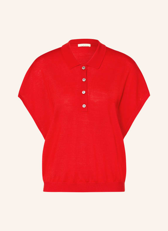 lilienfels Knit polo shirt with merino wool RED