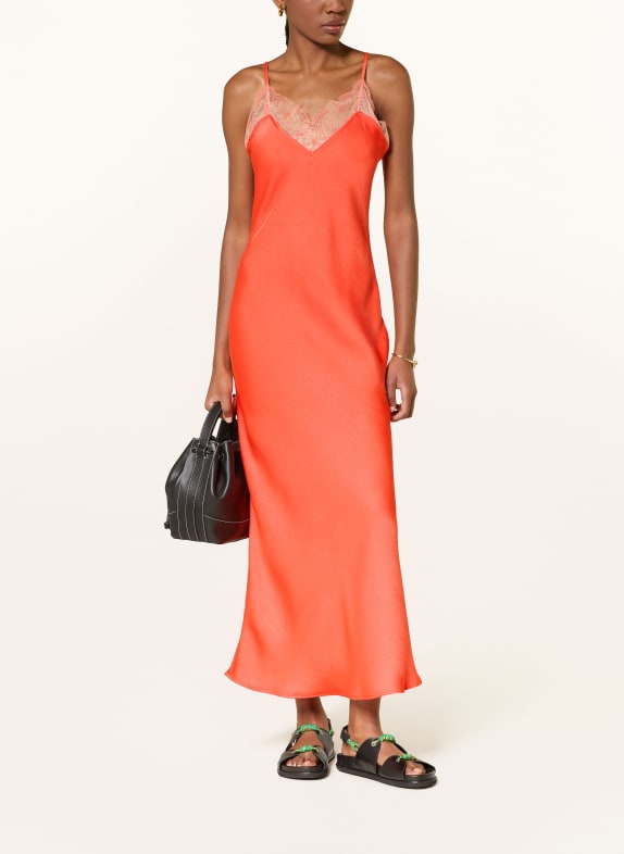 CLAUDIE PIERLOT Satinkleid mit Spitze ROT