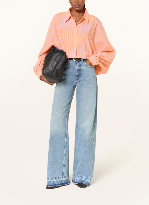 SoSUE Oversized overhemdblouse ORANJE / LICHTPAARS