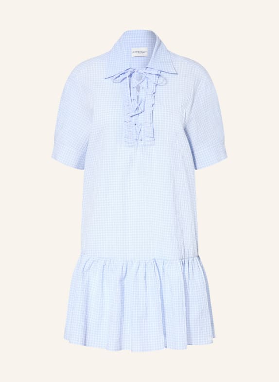 CLAUDIE PIERLOT Sukienka z falbanami JASNONIEBIESKI / BIAŁY