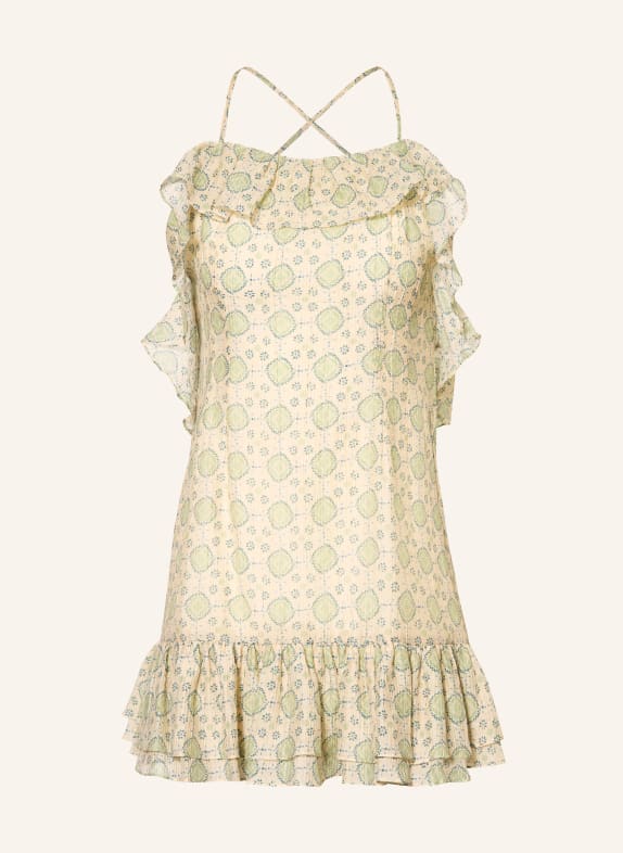 CLAUDIE PIERLOT Kleid mit Rüschen HELLGRÜN / DUNKELGRÜN