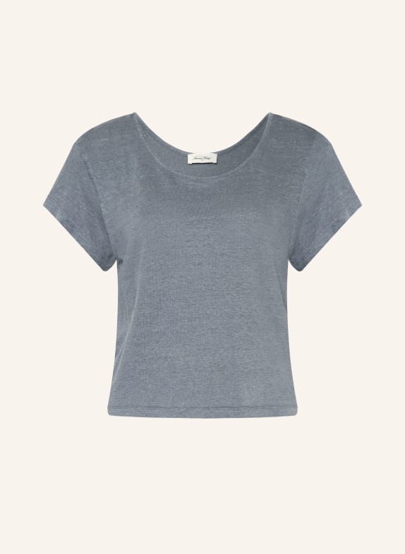 American Vintage Tričko DUALY z lnu ČERNOŠEDÁ