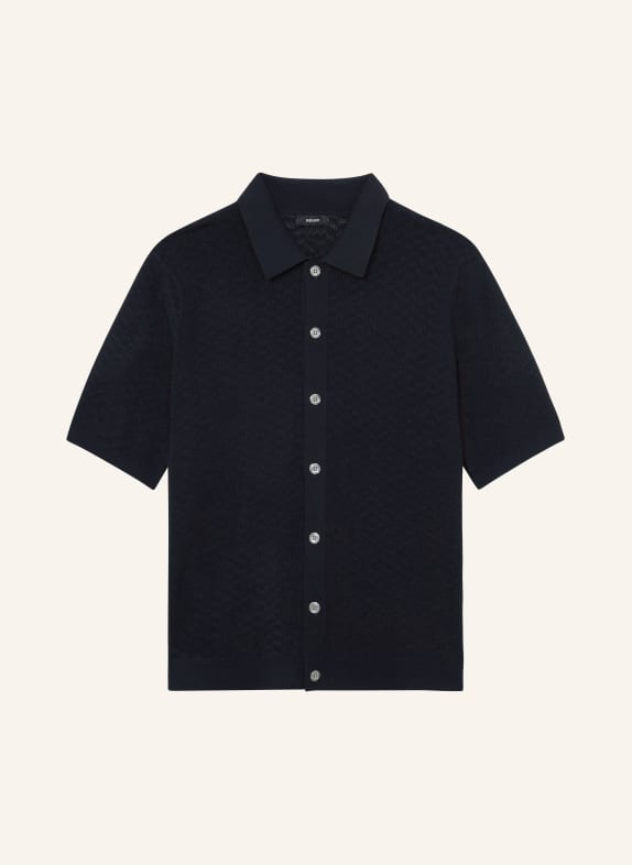 REISS Strickhemd PHOENIX Extra Slim Fit DUNKELBLAU