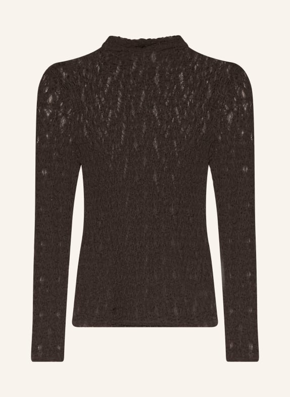 Rich & Royal T-shirt met lange mouwen van kant MARRON FONCÉ