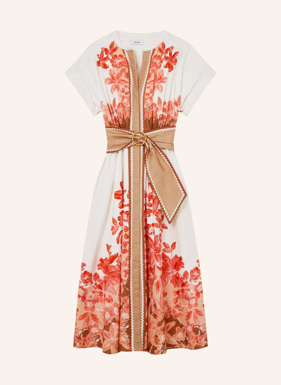 REISS Košilové šaty SAWYER KRÉMOVÁ / HNĚDÁ / SVĚTLE ČERVENÁ