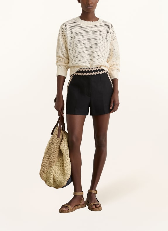 REISS Linnen short MILA ZWART / BEIGE