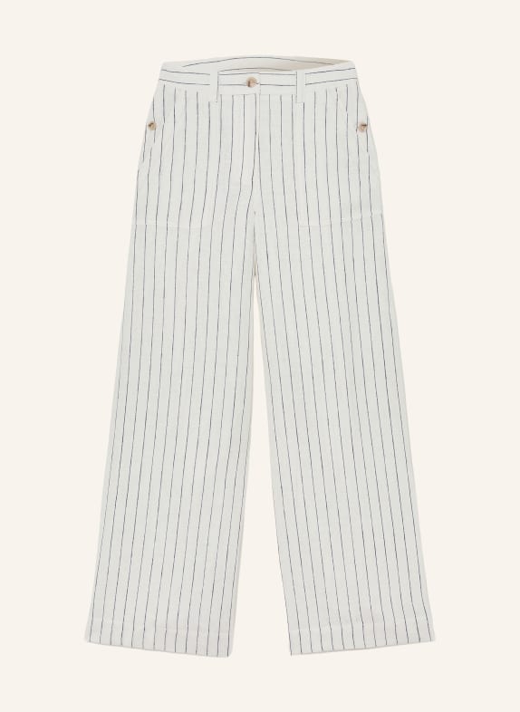 REISS Marlenehose ASHBY aus Leinen WEISS / DUNKELBLAU