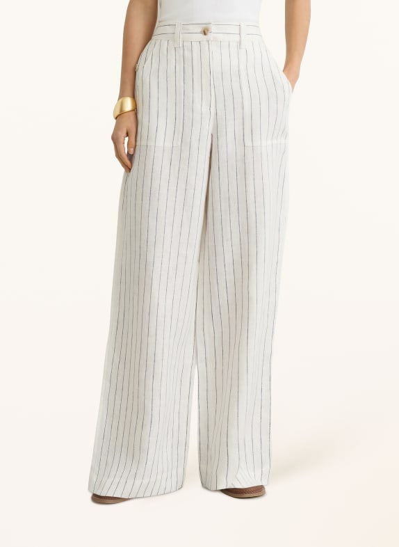 REISS Marlene-broek ASHBY van linnen WIT / DONKERBLAUW